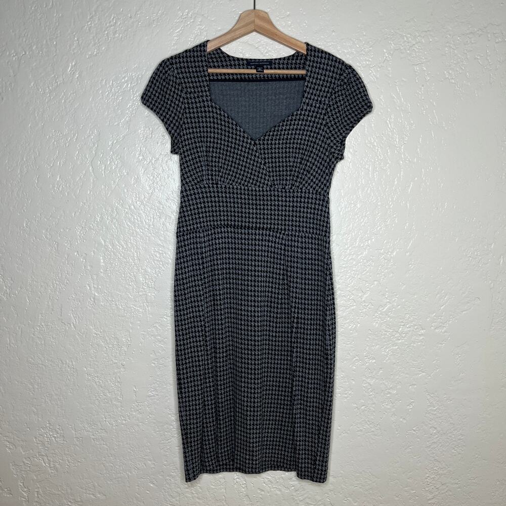 Banana Republic Women's Black Gray‎ Houndstooth Sheath Dress Size Medium